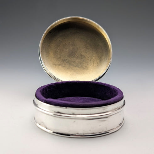 1926 British Antique Blue Guilloche Enamel Sterling Silver Jewelry Box 120g